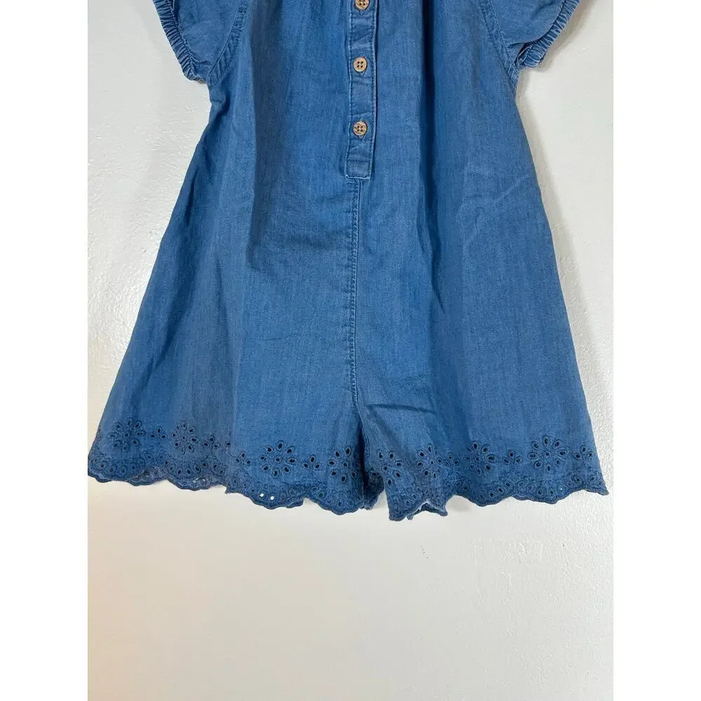 CARTER’S Girl’s Chambray Romper with Embroidered Hem / Size: 2T